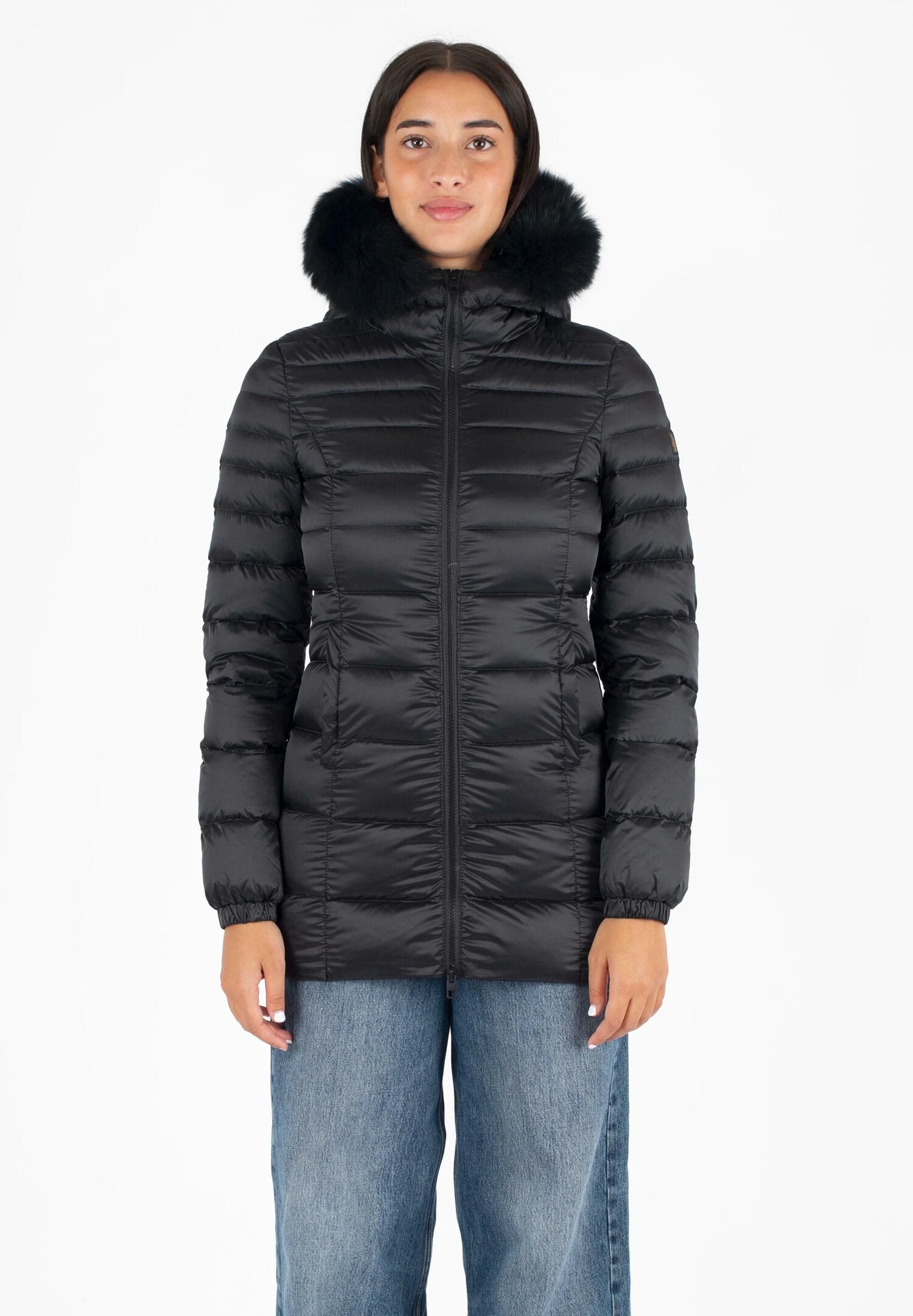 Refrigiwear piumino donna nero lungo con cappuccio imbottito | CammarataMode