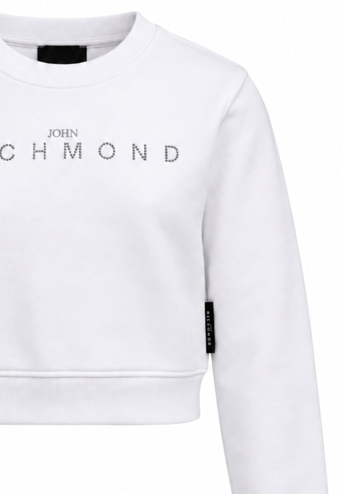John Richmond felpa bianca crop con logo brillantinato Bambine e ragazze rga26085fe.bia_