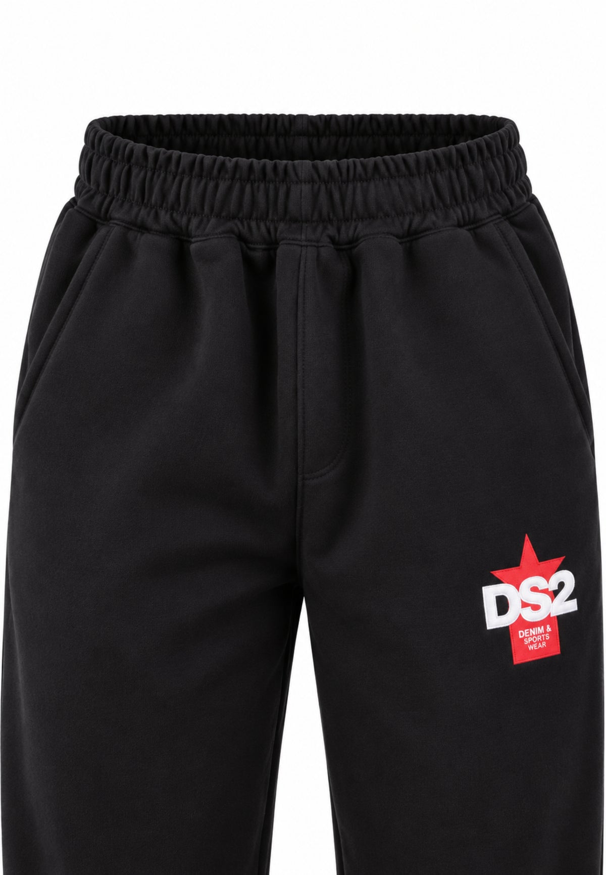 DS2 PANTALONE NERO TUTA CON BANDA ORIZZONTALE ROSSA Bambini e ragazzi F62K268.NE_