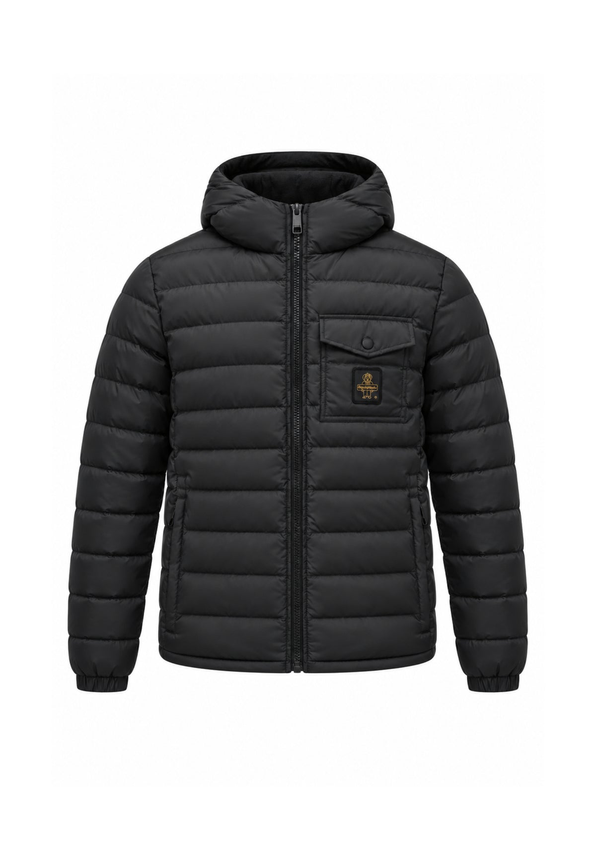REFRIGIWEAR Giubbotto nero con cappuccio e logo applicato Uomo HUNTER JACKET.NE_
