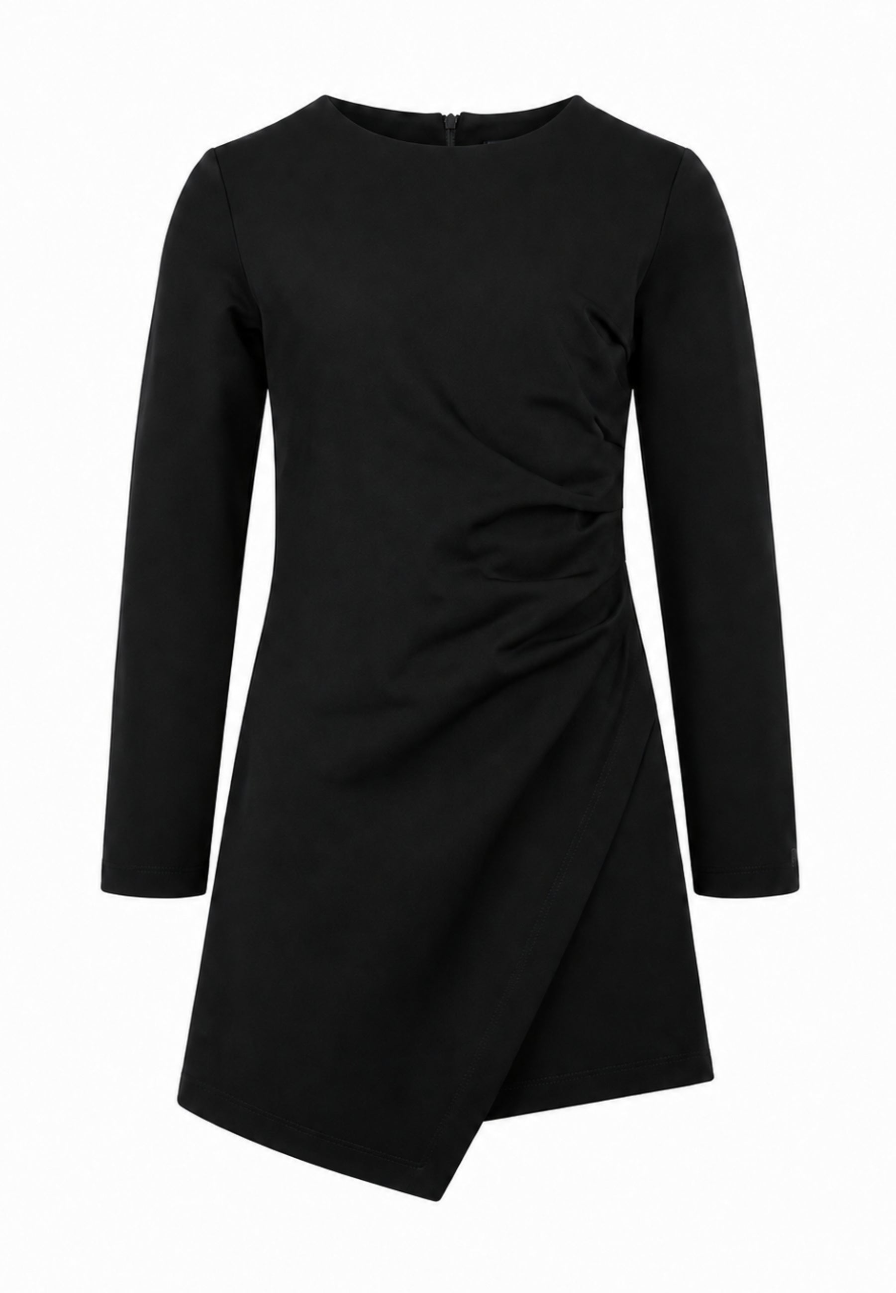 MON SAURIRE abitino nero a maniche lunghe con drappeggio asimmetrico Bambine e ragazze m1434j.ne_