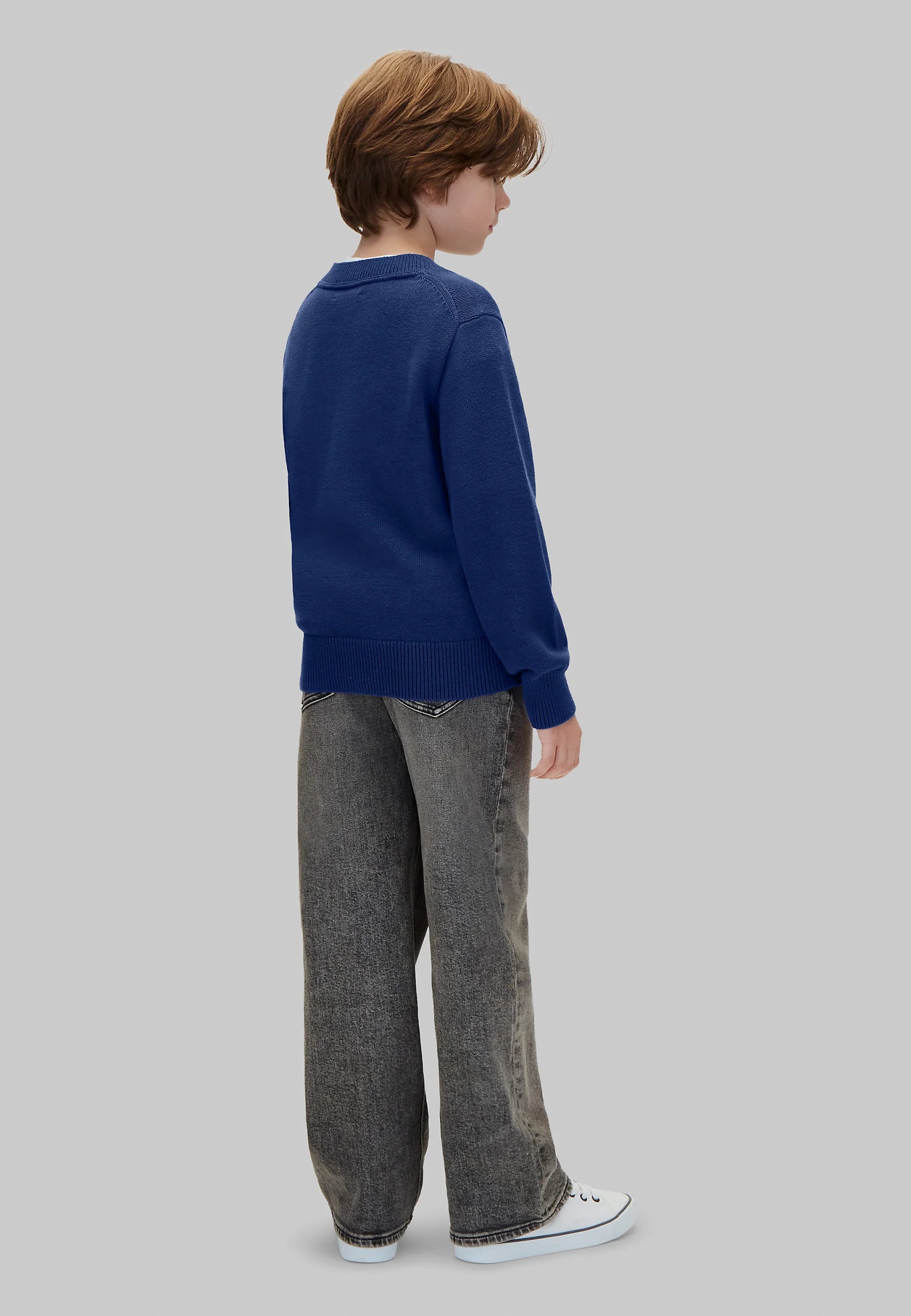 CALVIN KLEIN maglioncino BLU CON LOGO CK TONO SU TONO Bambini e ragazzi lvckfjf048cfb.blu_