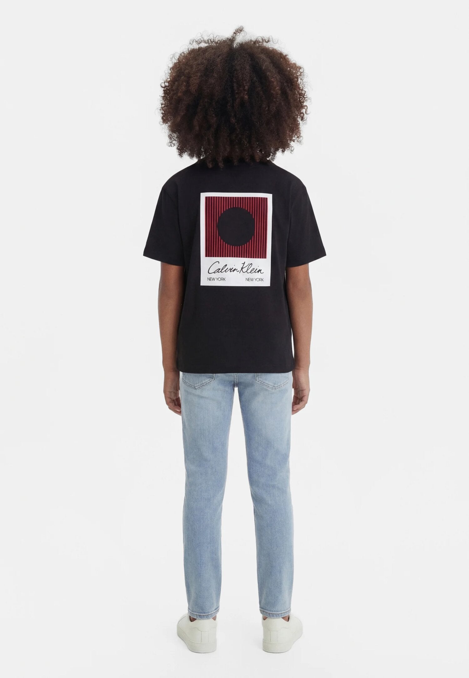 Calvin Klein Tshirt Nera Bambino Maniche Corte In Jersey Sportivo PE26