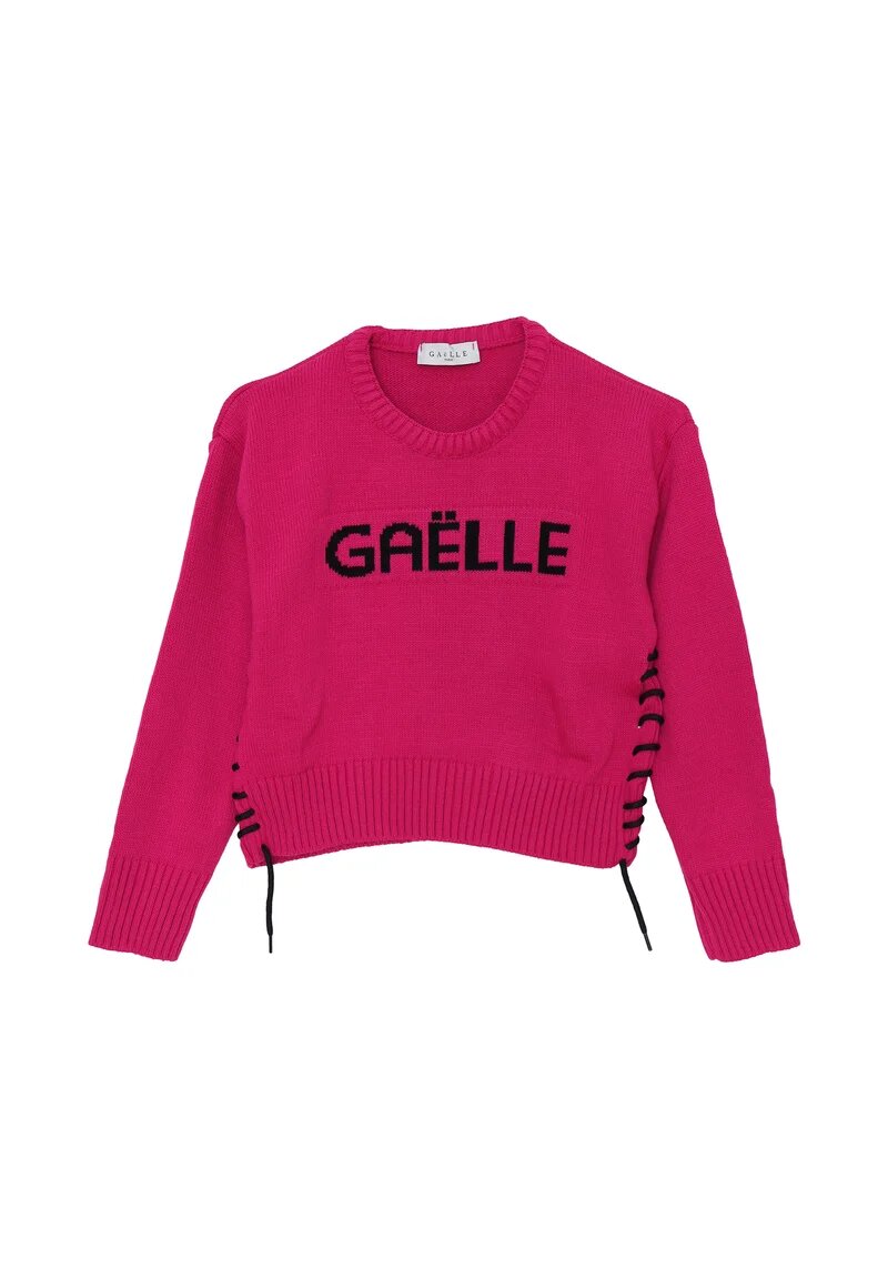 Gaelle Paris Completo Fuxia Bambina In Lana Girocollo Elegante AI25