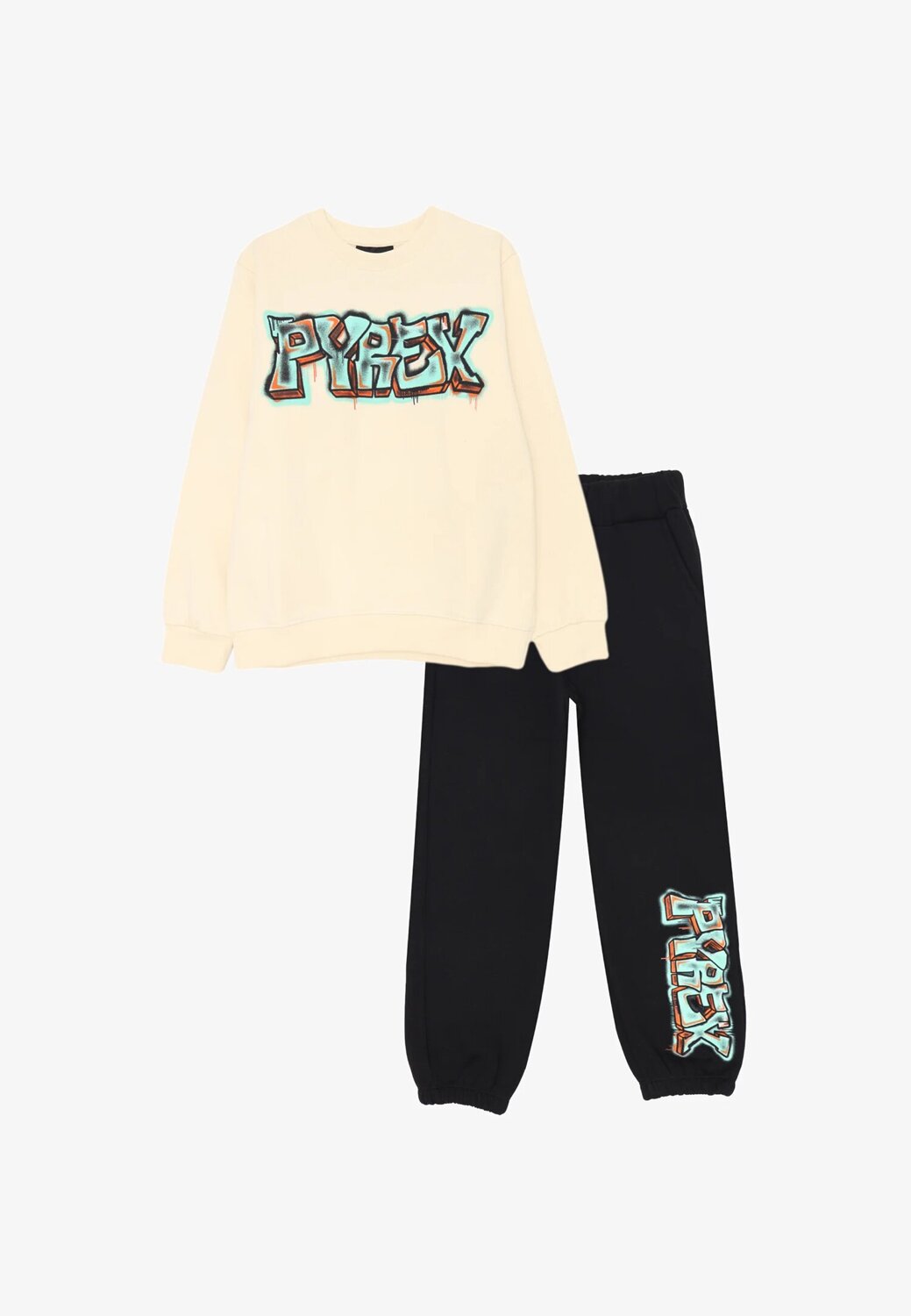 Pyrex completo bambino felpa panna e pantalone nero 100% cotone