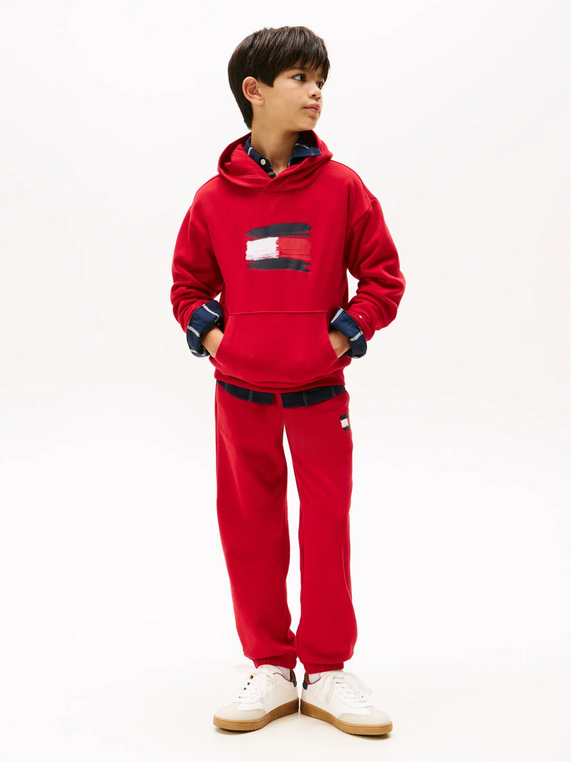 Tommy Hilfiger felpa rossa neonato con cappuccio e logo flag - ROSSO | CammarataMode
