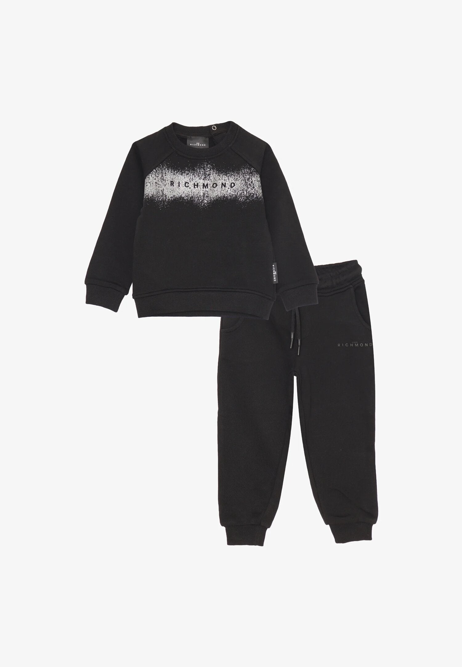 John Richmond Tuta Nero Neonata Glitter In Cotone Girocollo Sportivo AI25