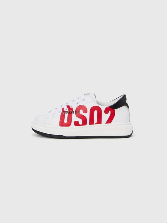 Dsquared sneakers kids in pelle bianca con logo in contrasto Bambino