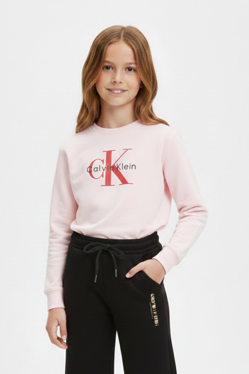 Calvin Klein Felpa Rosa Bambina In Cotone Girocollo Quotidiano PE26