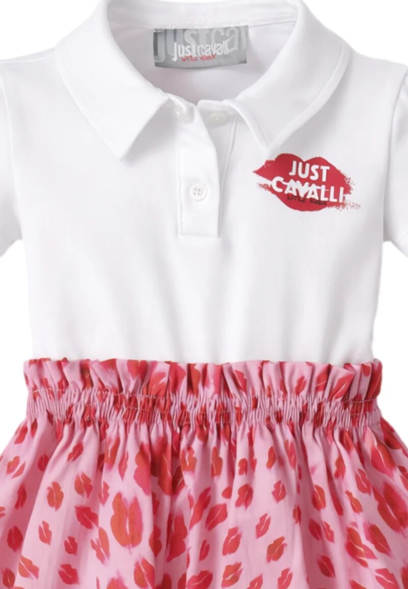 Just Cavalli Vestito Bianco e Rosa Fantasia Cavalli Neonata JIP26013VE_