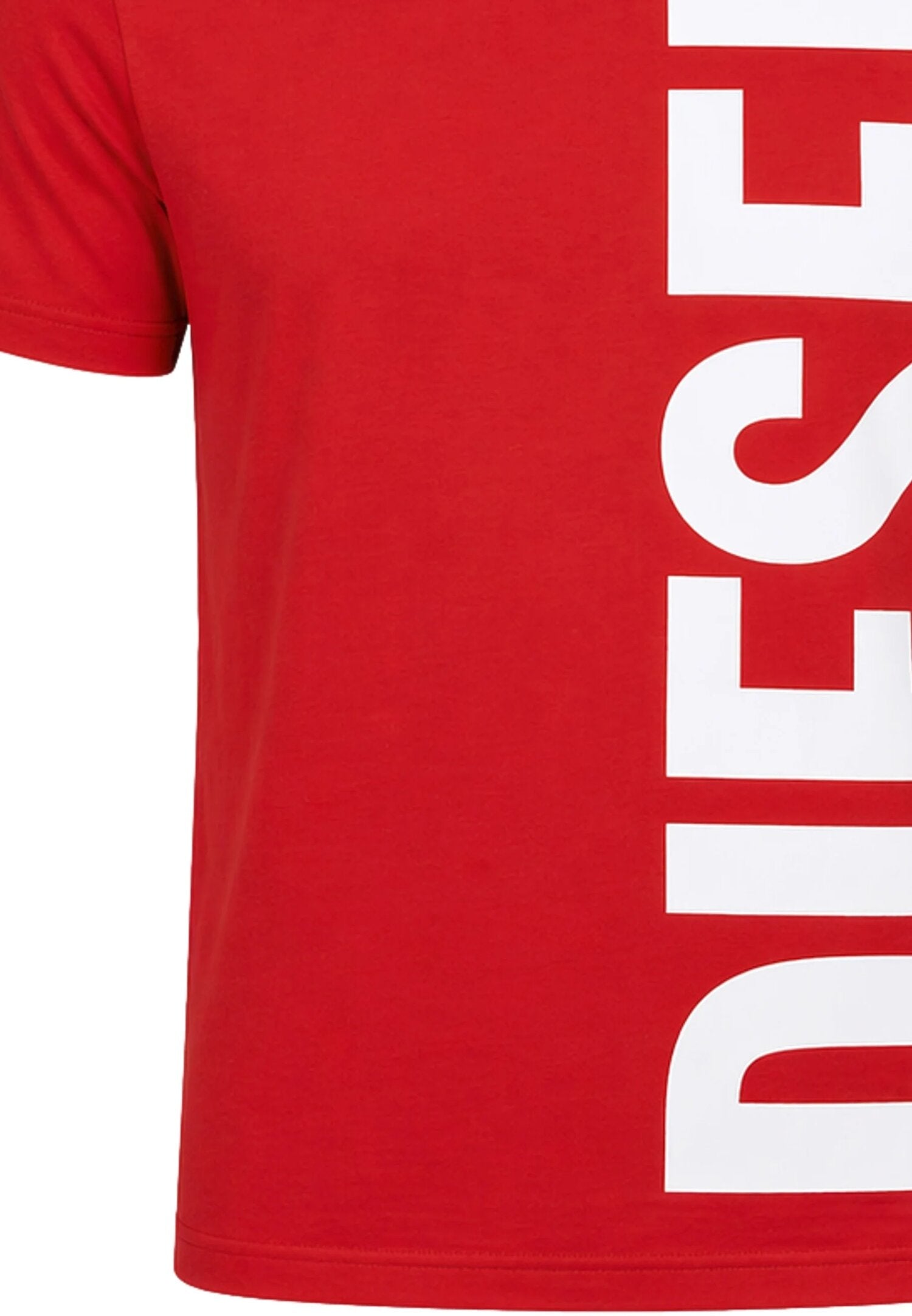 Diesel Tshirt Rossa Con Logo Verticale Grande Bambino MTOMS_