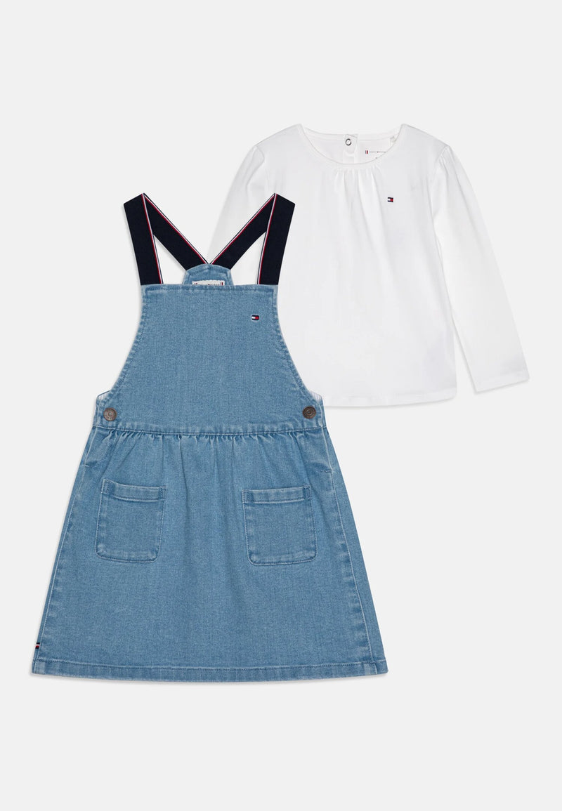 Completo salopette denim e maglia bianca Tommy Hilfiger - DENIM CHIARO | CammarataMode