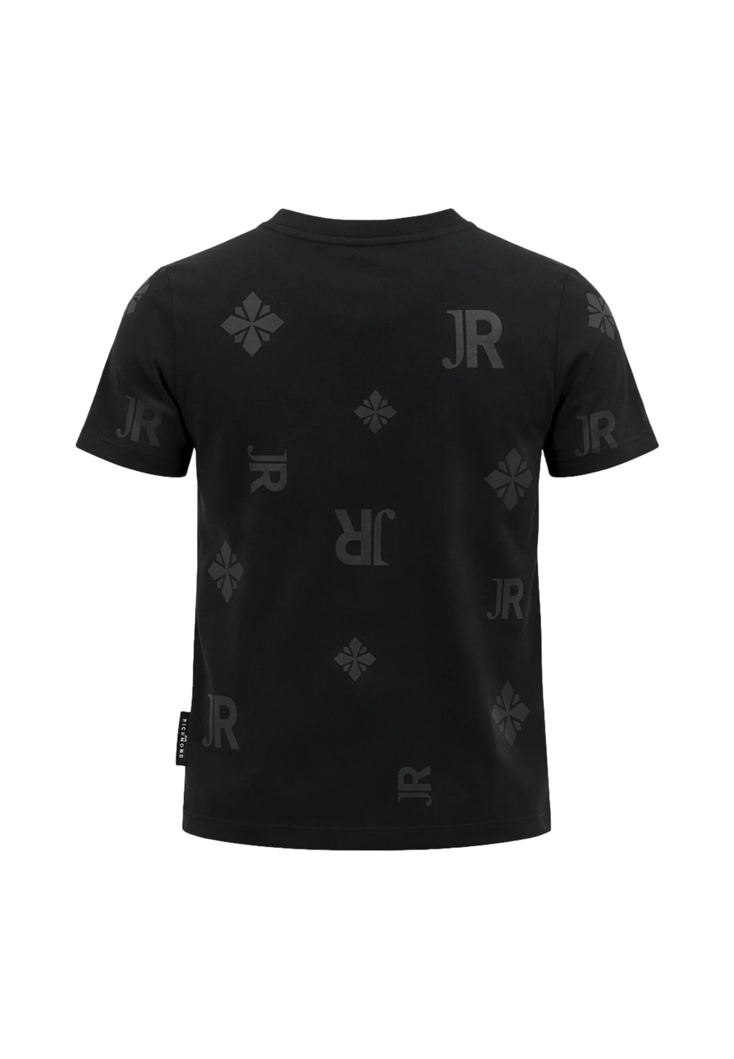 John Richmond Tshirt Nera Logo All Over Tono Su Tono Bambino RBP26041TS_
