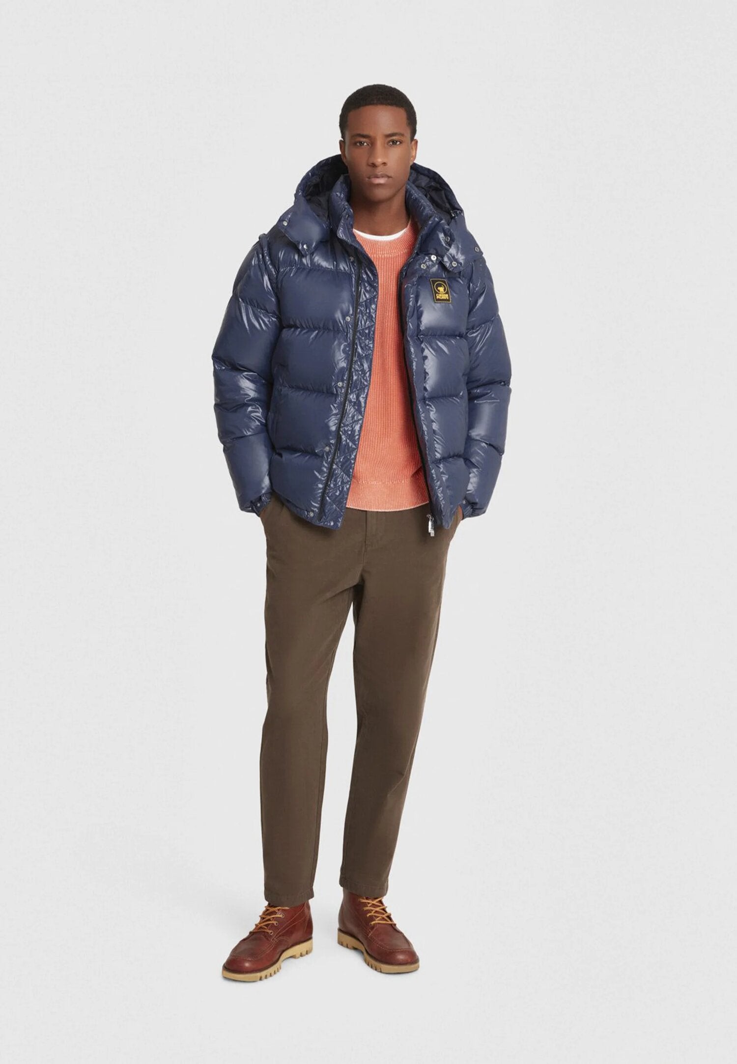 Ciesse Piumini Giubbotto Blu Uomo In Nylon Con Cappuccio Invernale AI25