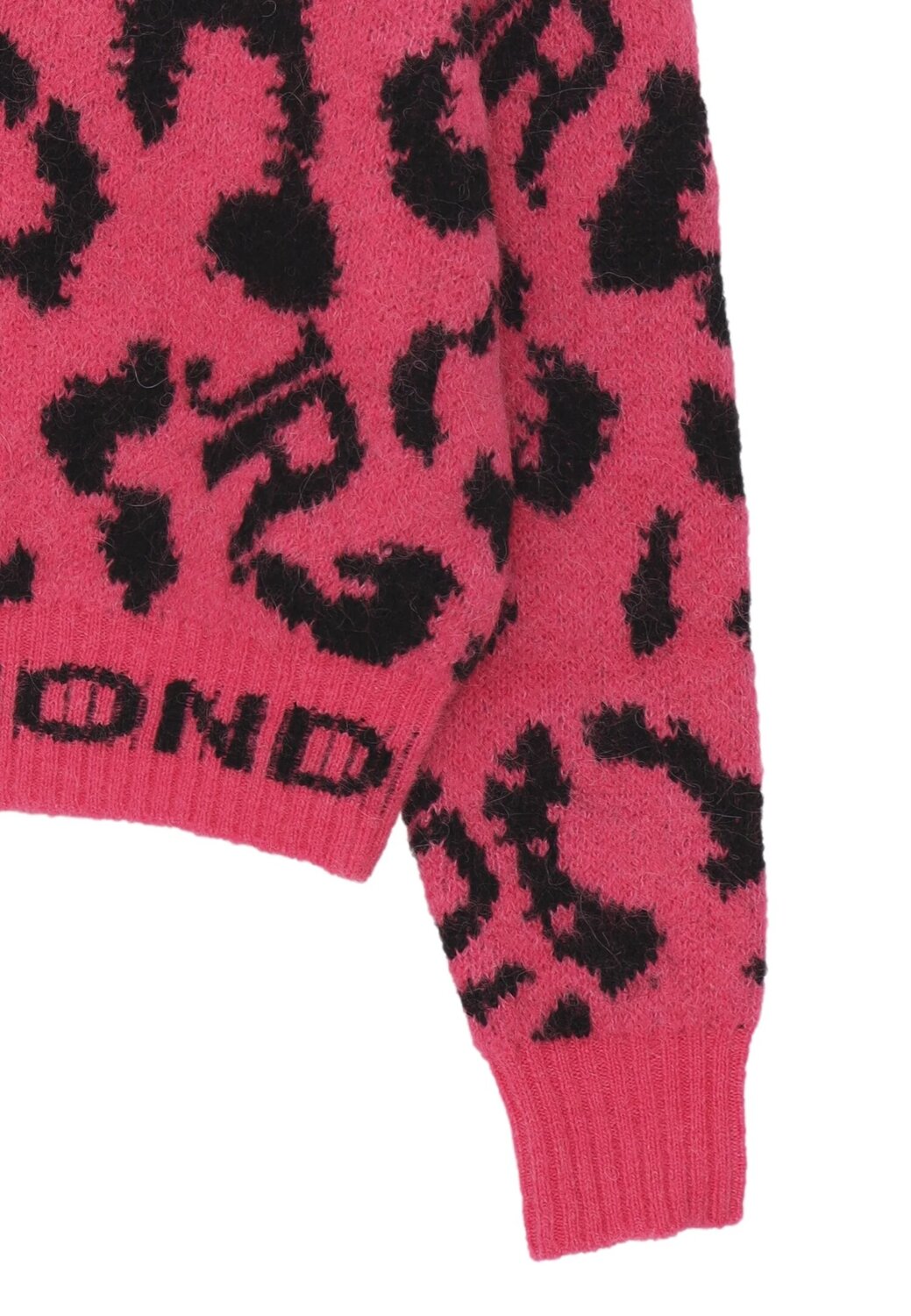 John Richmond Maglione Bambina Rosa Animalier – Lana e Alpaca con Logo JR