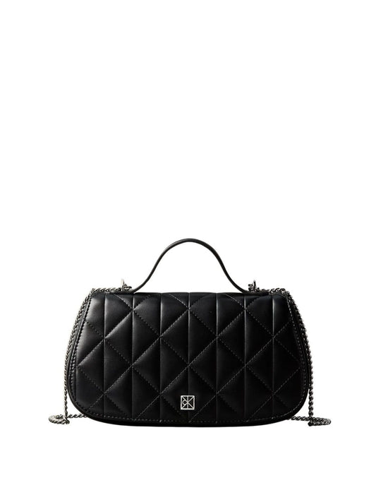 Calvin Klein borsa donna trapuntata nera con catena e placca emblema Donna | Misure: 13.5 x 26.5 x 6 cm