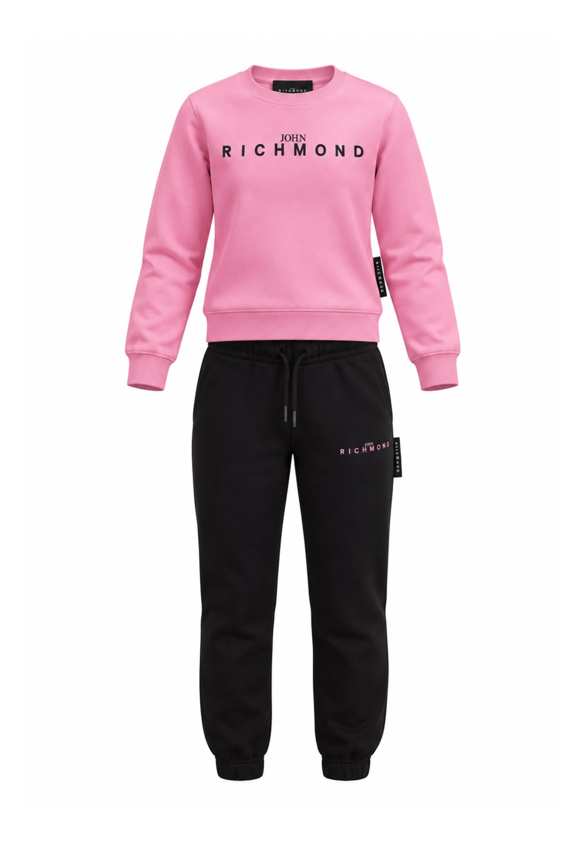 John Richmond TUTA ROSA A GIROCOLLO CON PANTALONE NERO Bambine e ragazze RGA26019CF.ROSA_