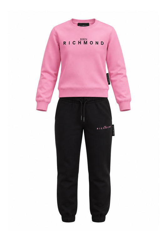 John Richmond TUTA ROSA A GIROCOLLO CON PANTALONE NERO Bambine e ragazze RGA26019CF.ROSA_