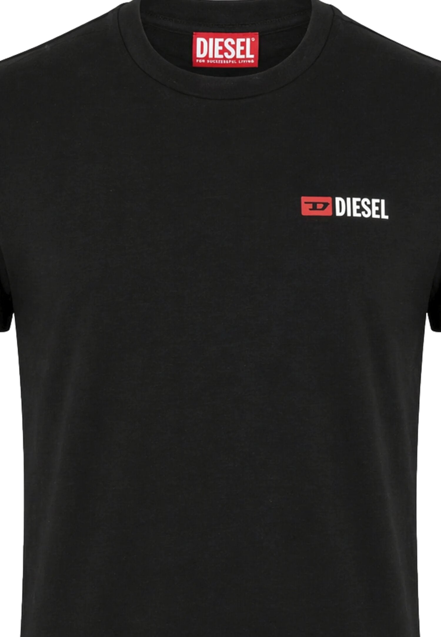 Diesel Tshirt Nero Con Logo Piccolo Sul Cuore Bambino UTRIM_