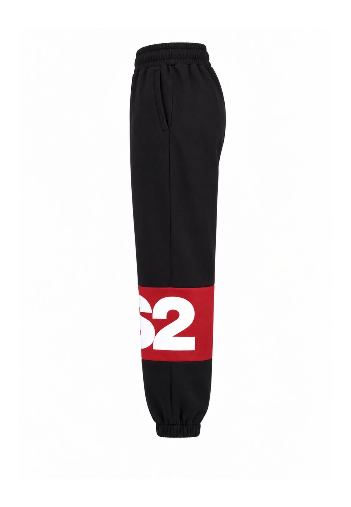 DS2 PANTALONE NERO TUTA CON BANDA ORIZZONTALE ROSSA Bambini e ragazzi F62K268.NE_