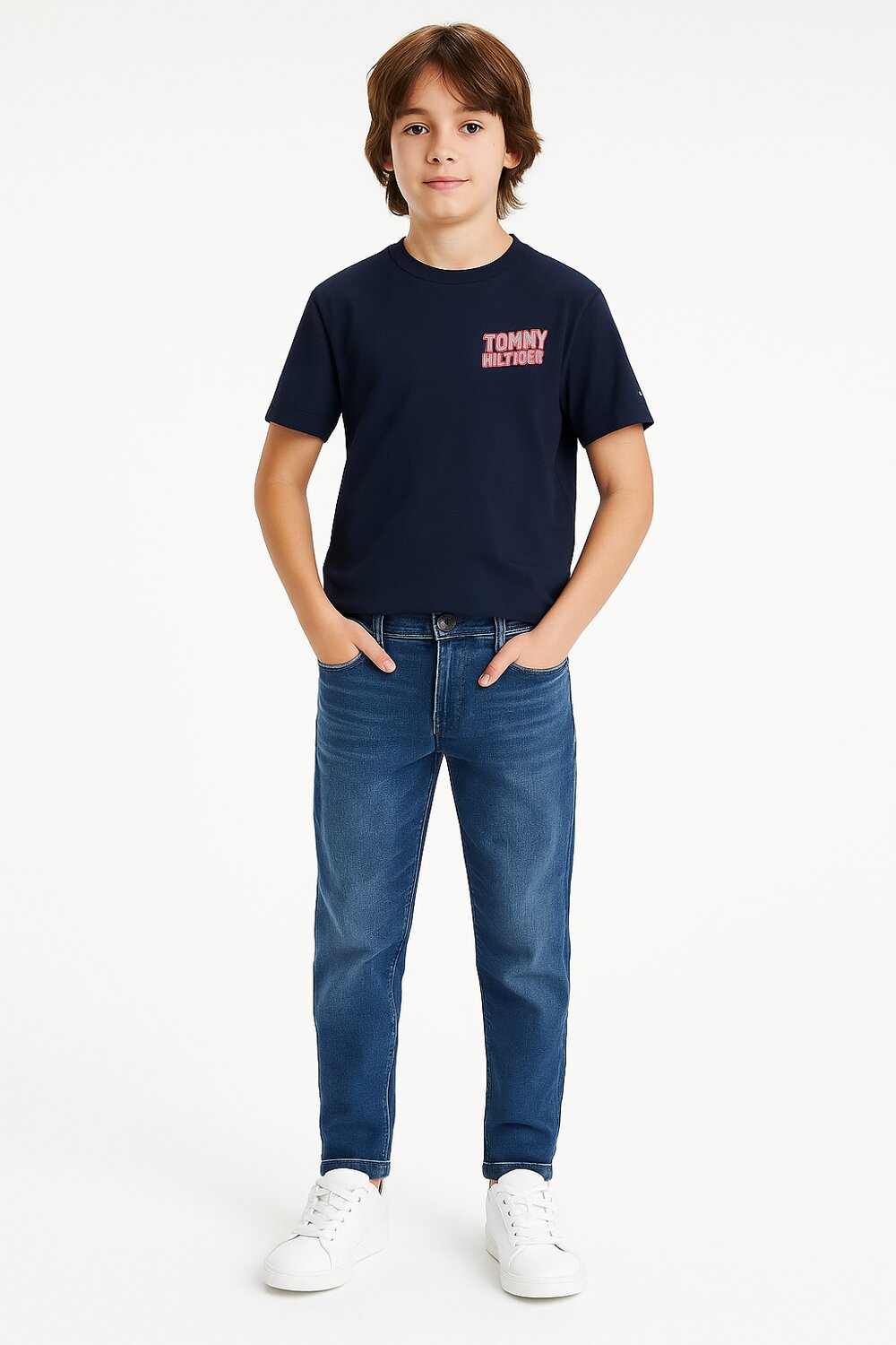 Tommy Hilfiger T-shirt Neon Graphic da Bambino – Cotone Navy