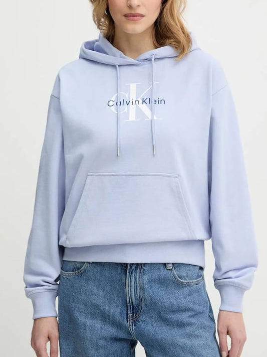 Calvin Klein felpa celeste donna con logo