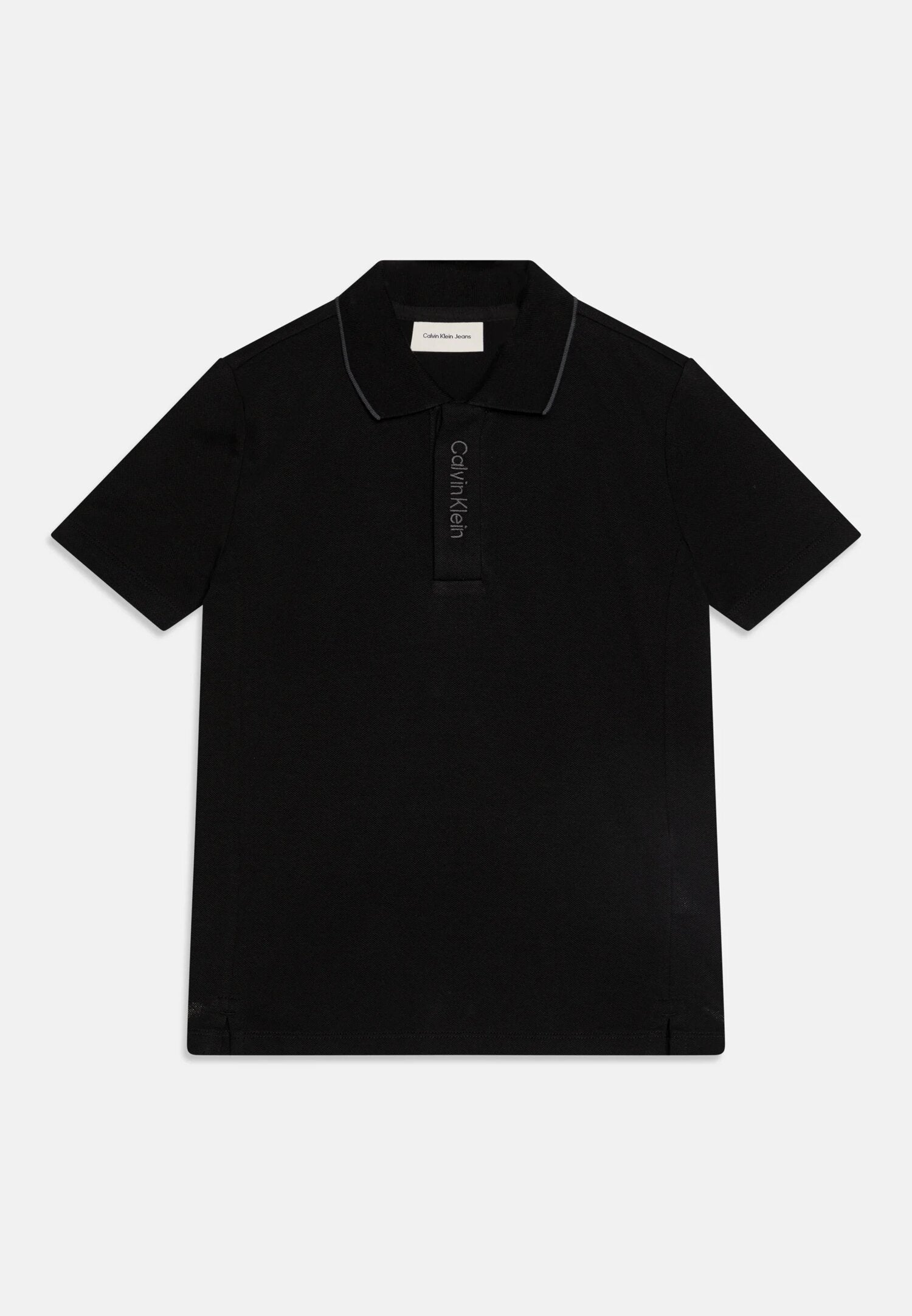 Calvin Klein Polo Nera Bambino In Cotone Maniche Corte Passeggio PE26