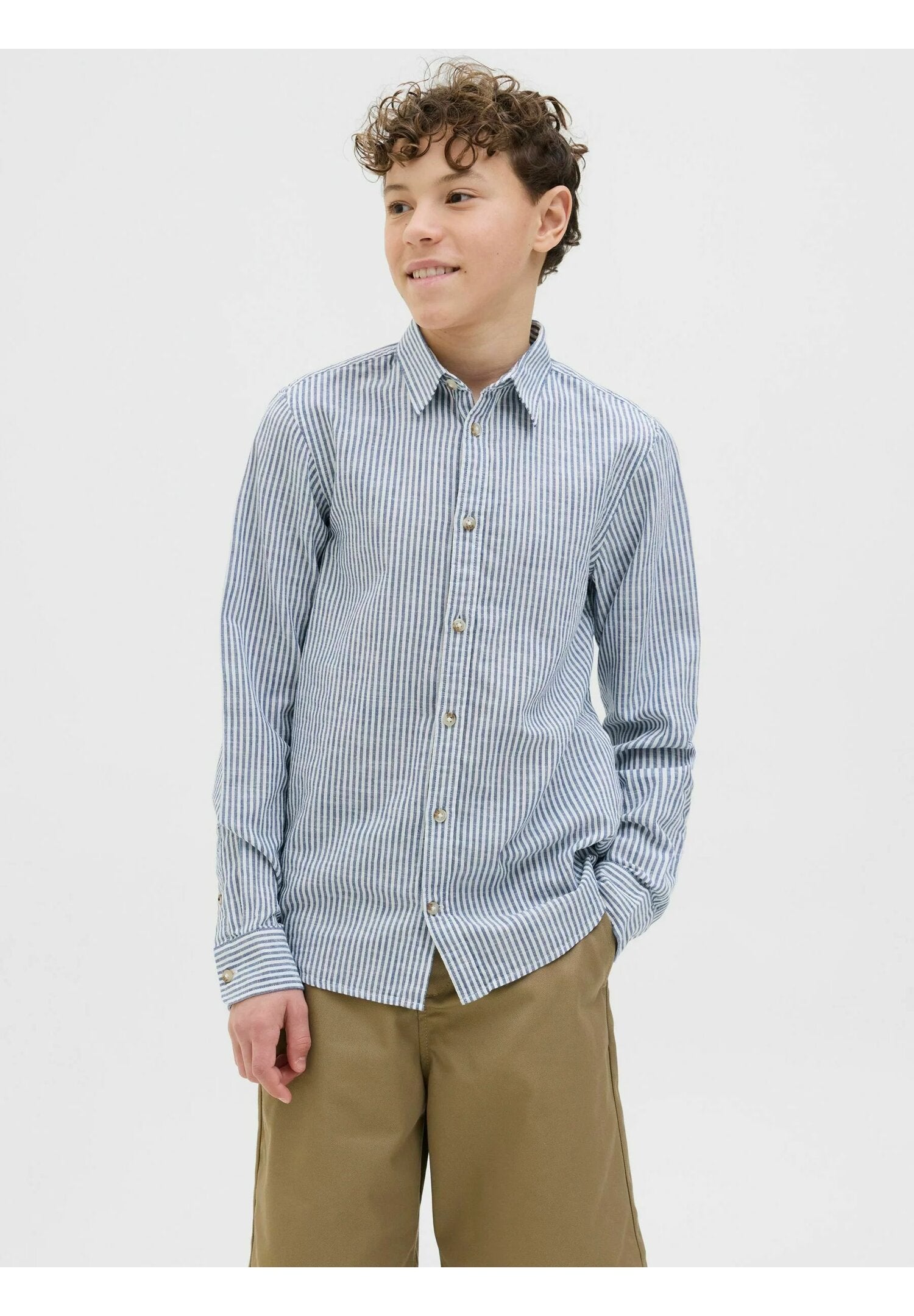Camicia misto lino celeste Jack & Jones Kids bambino primavera estate 2025 | CammarataMode