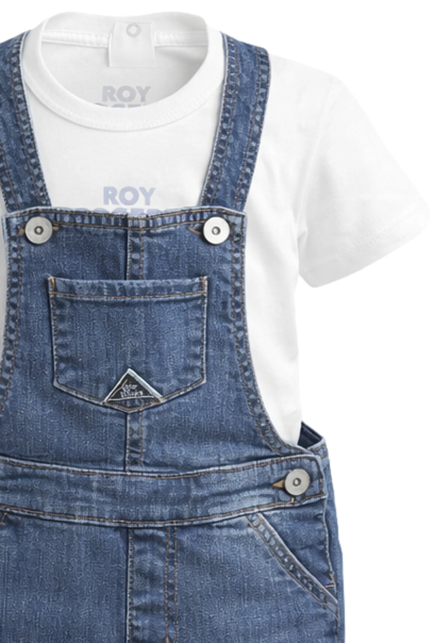 Roy Roger's Completo Bianco Neonato Maniche Corte Quotidiano In Denim RG201/K