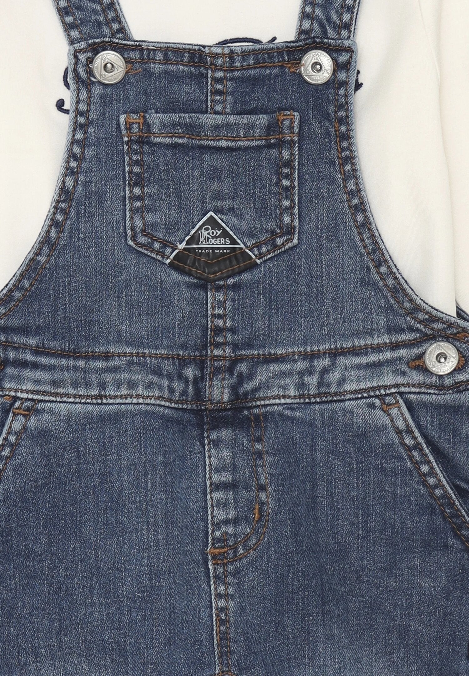 Roy Rogers Set Bambino – Salopette in Denim con T-shirt Off White