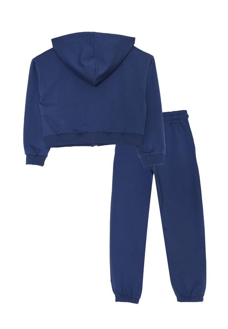 Size Dance Tracksuit Blue Girls 2-16 Years with Crop Sweatshirt and Hood - BLUE | CammarataMode