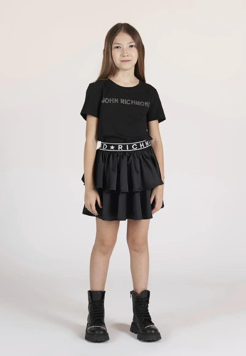 John Richmond t-shirt nera bambina con logo strass - NERO | CammarataMode