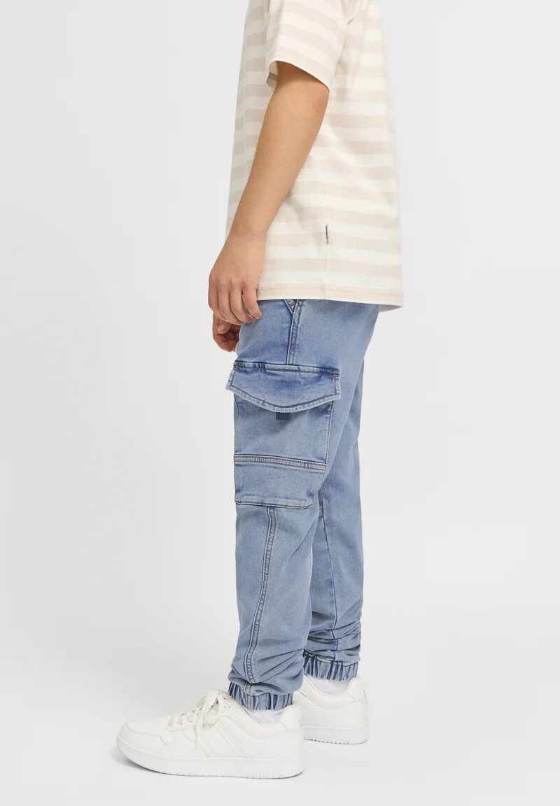 Jack &amp; Jones - Light Denim Baggy Cargo Jeans for Boys and Girls - LIGHT DENIM | CammarataMode