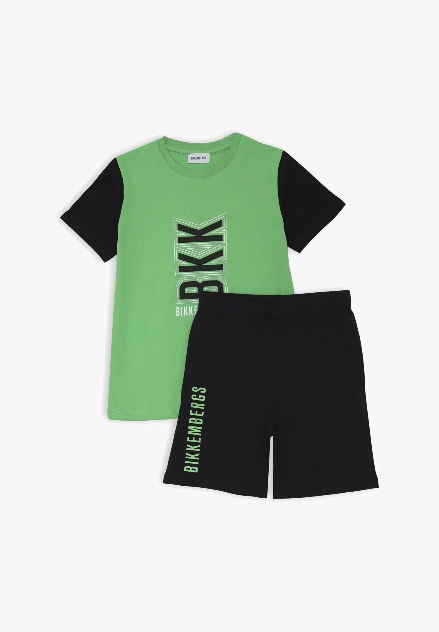 Bikkembergs Completo Bambino Verde e Nero 2 Pezzi Cotone Estate | CammarataMode