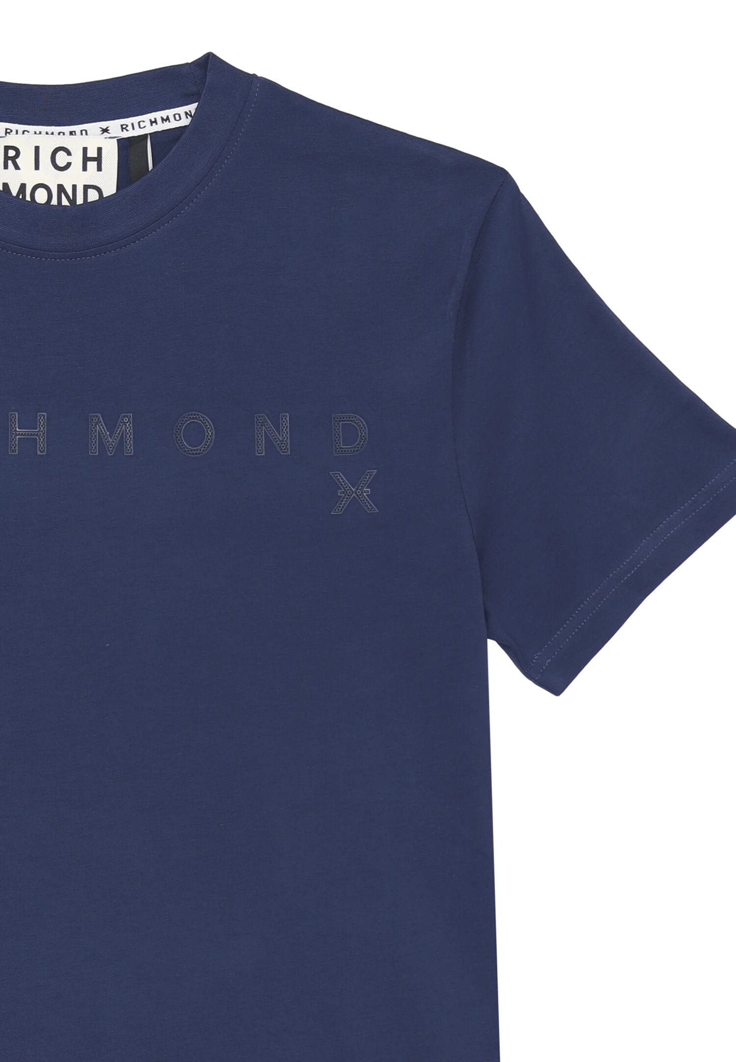 John Richmond t-shirt uomo blu in cotone con stampa logo