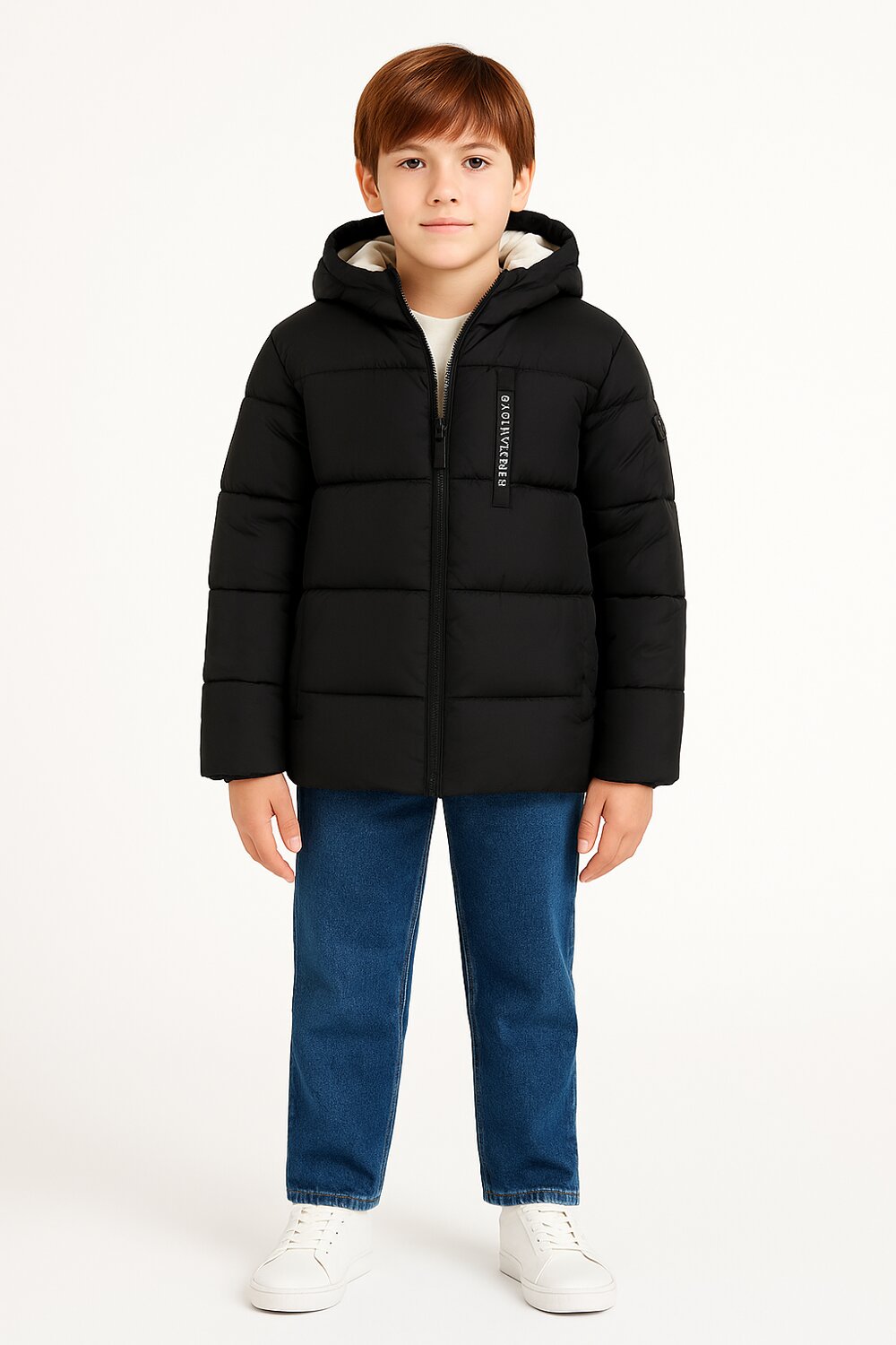 Calvin Klein Giubbotto Nero Bambino In Nylon Con Cappuccio Invernale AI25