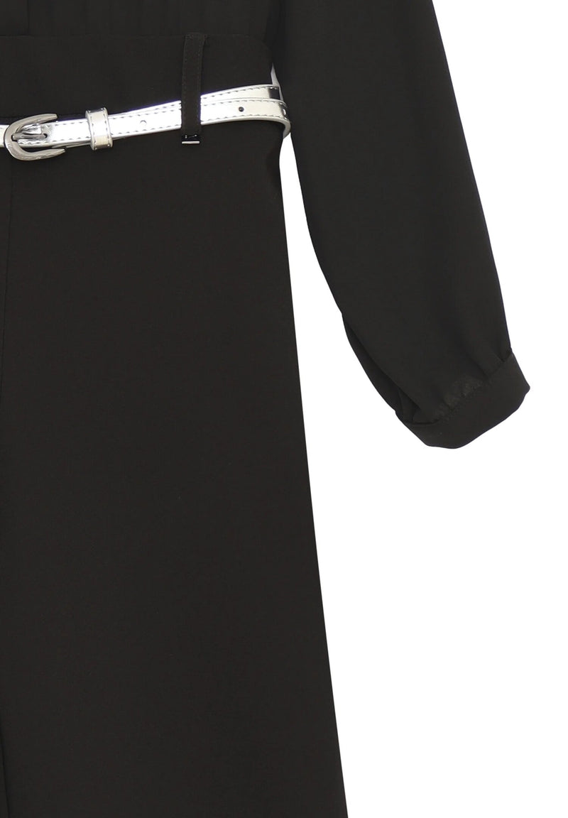 Kocca tuta jumpsuit nera bambina e ragazza con cintura elegante - NERO | CammarataMode