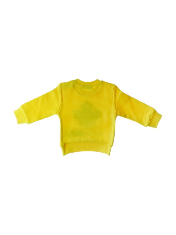 Dsquared felpa infant girocollo con logo in cotone giallo no f Bambino