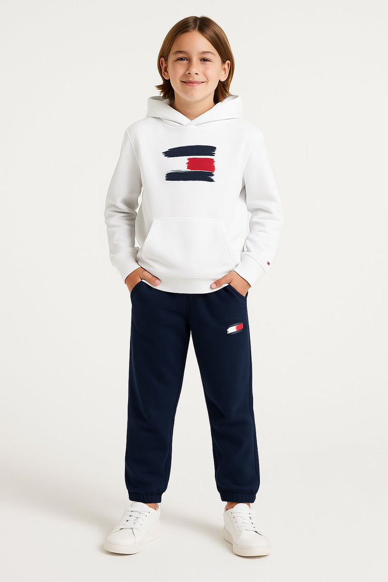 Tommy Hilfiger Flag – Felpa con Cappuccio Bambino Bianca - BIANCO | CammarataMode