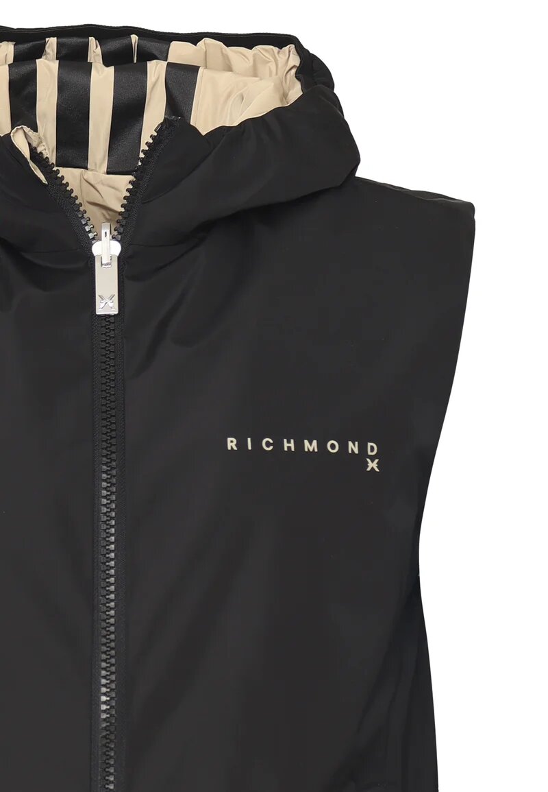 John Richmond Gilet Nero Uomo In Nylon Reversibile Autunnale AI25