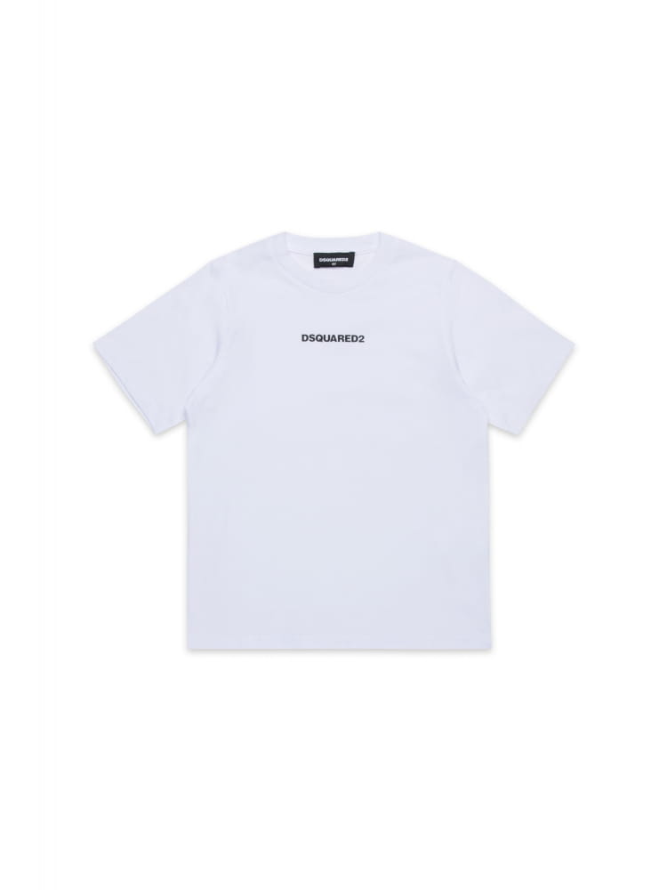 Dsquared t-shirt kids-junior bianca con mini logo centrale gommato Bambino