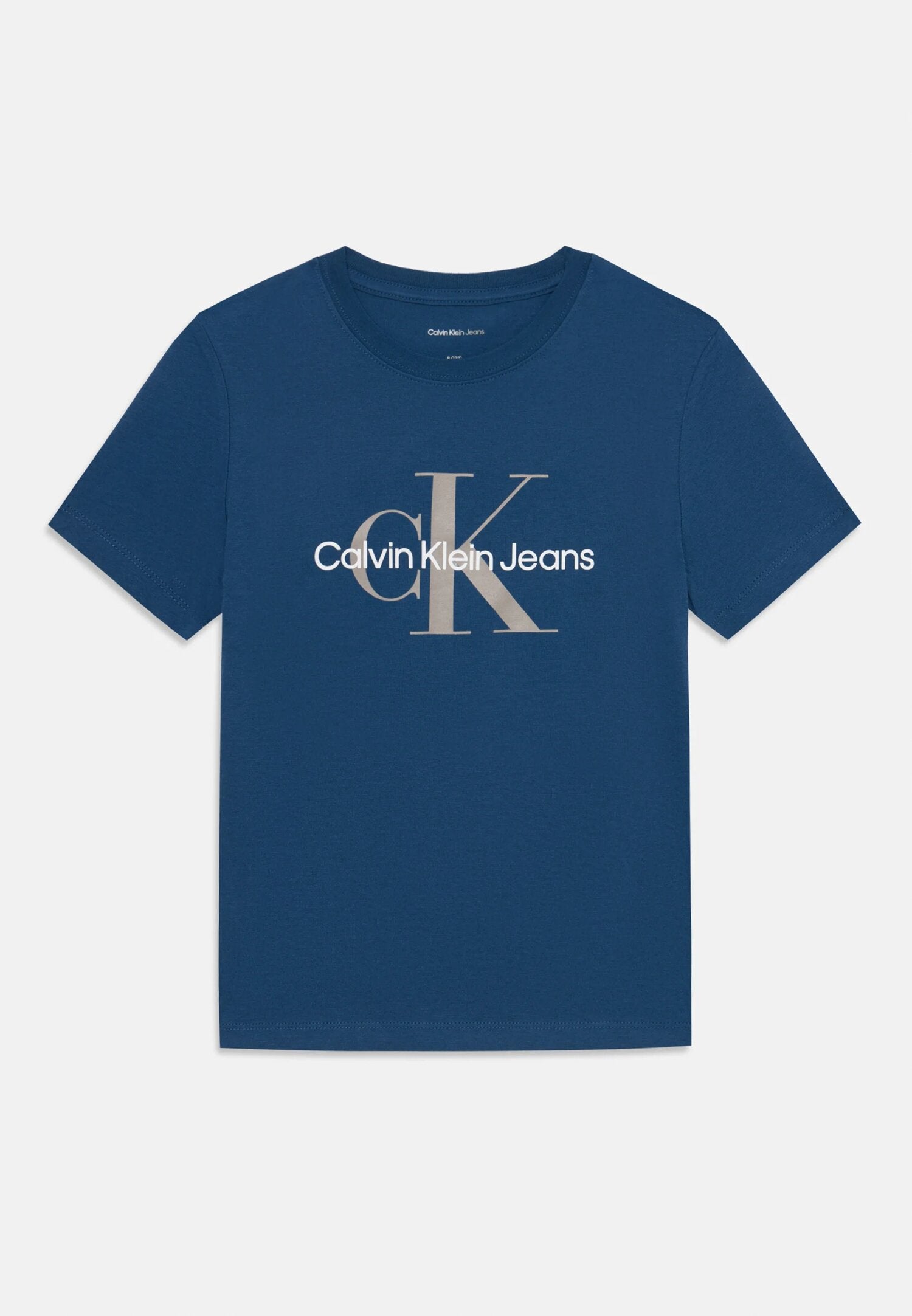 Calvin Klein t Shirt Blu Bambino In Cotone Girocollo Sportivo AI25