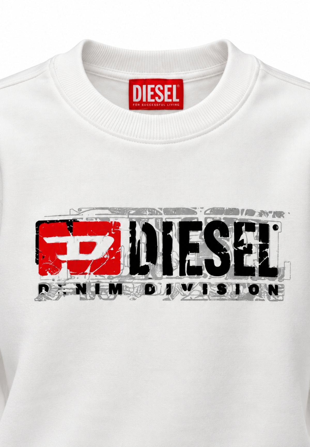 Diesel FELPA BIANCA CON LOGO EFFETTO ROVINATO Bambini e ragazzi SLOMIX.BIA_