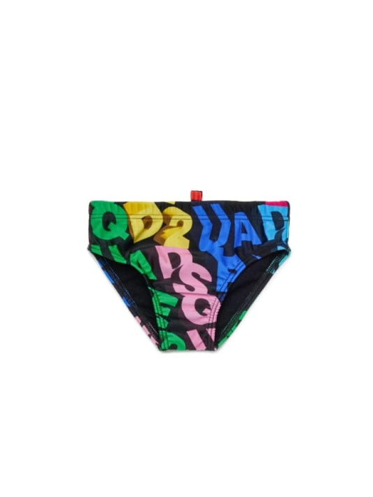 Dsquared costume da bagno slip infant multicolor con logo 3d Bambino