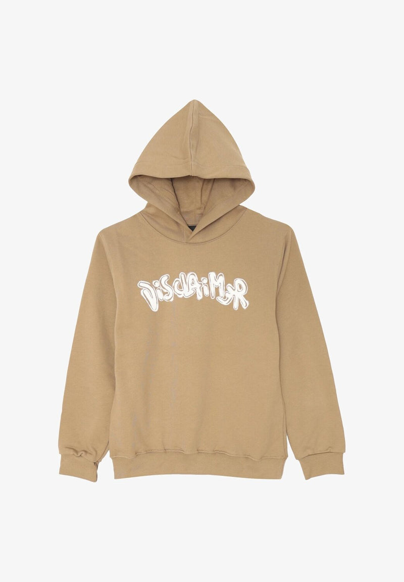 Disclaimer felpa con cappuccio bambino marrone cotone inverno logo bianco - MARRONE | CammarataMode