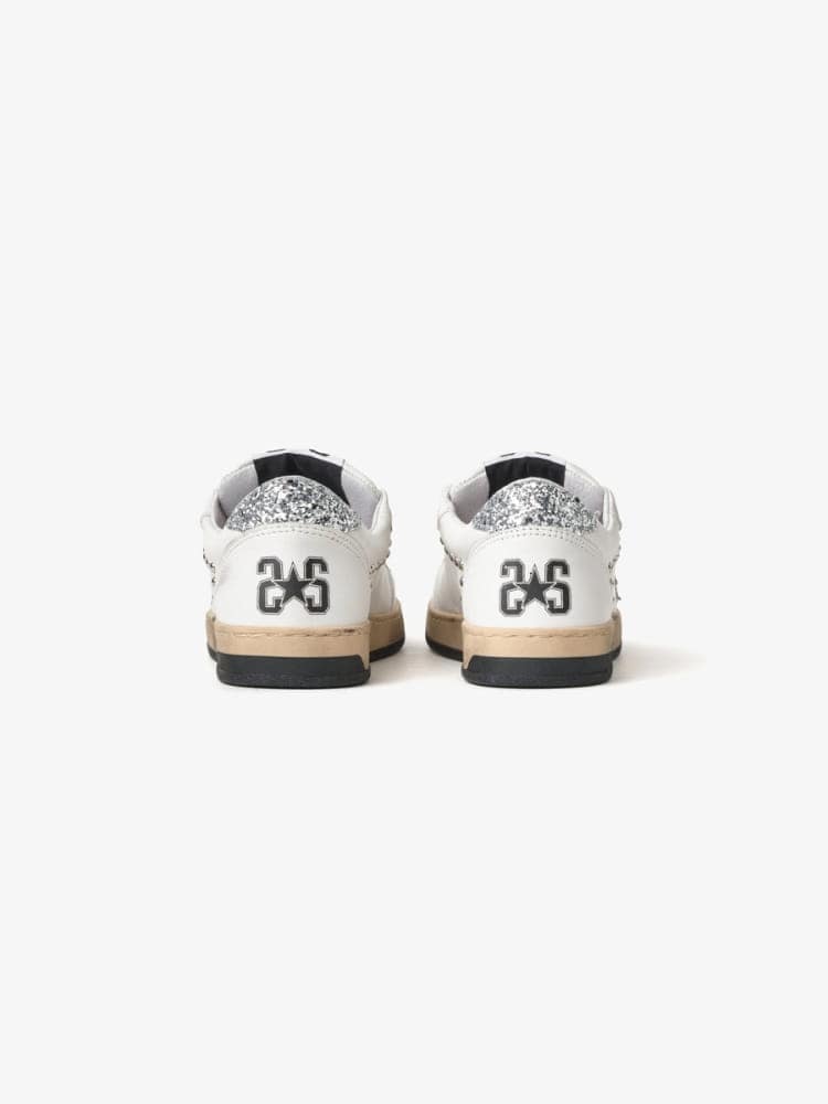 2star sneakers donna week star in pelle bianco e argento con borchie