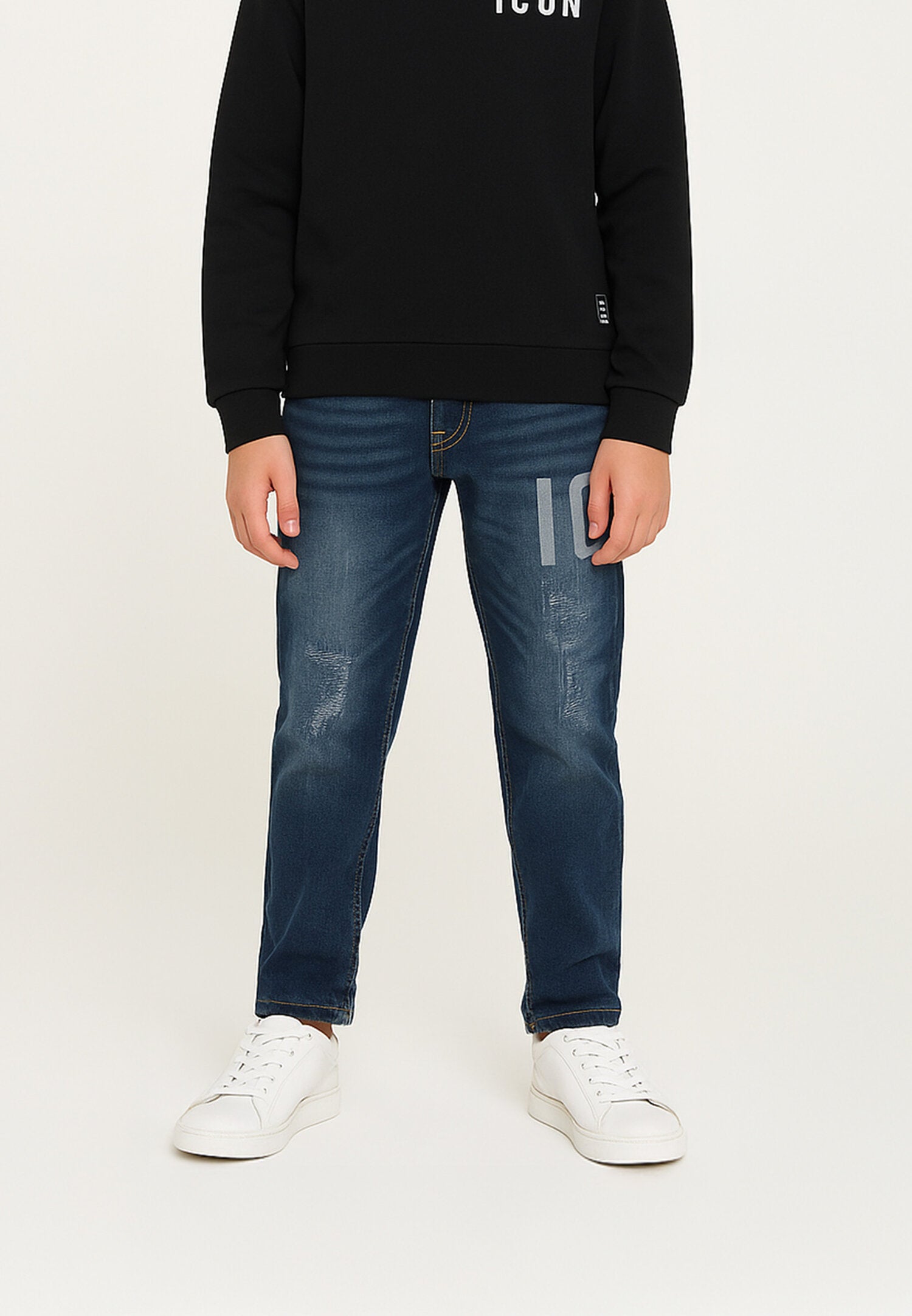 Icon Jeans Blu Denim Chiaro Bambino In Cotone Vita Regolabile Sportivo AI25