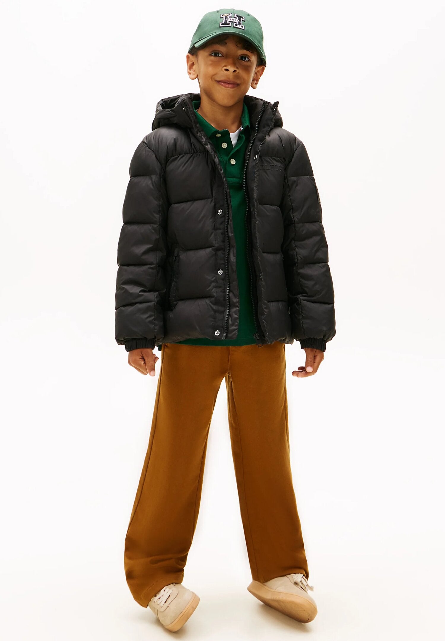 Tommy Hilfiger Giubotto Nero Bambino In Poliestere Con Cappuccio Casual AI25