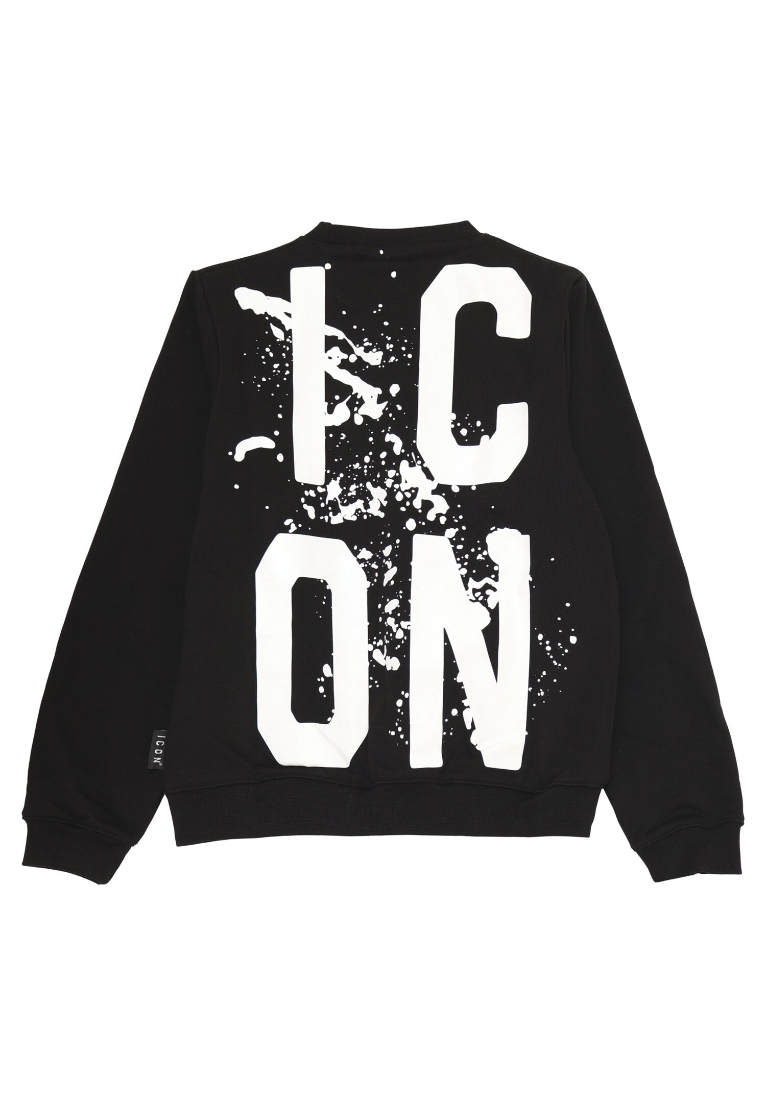 Icon Felpa Nera Bambino In Cotone Girocollo Passeggio AI25