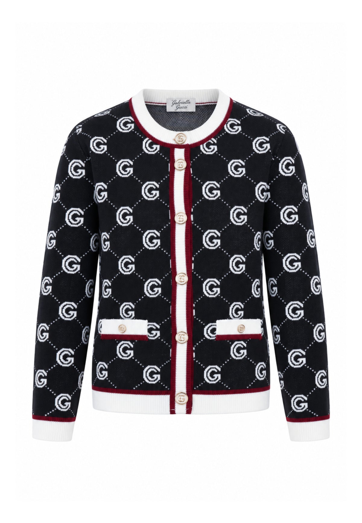 Gabriella Gucci CARDIGAN IN MAGLIA CON LOGO ALL OVER Bambine e ragazze GK340.NE_
